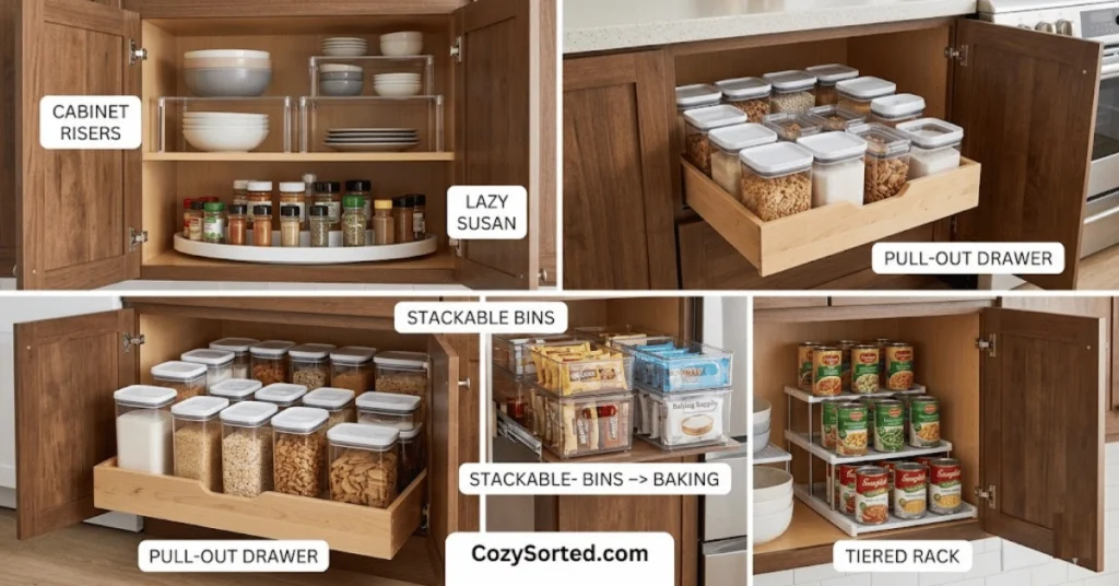 Maximize cabinet space in a kitchen with no pantry