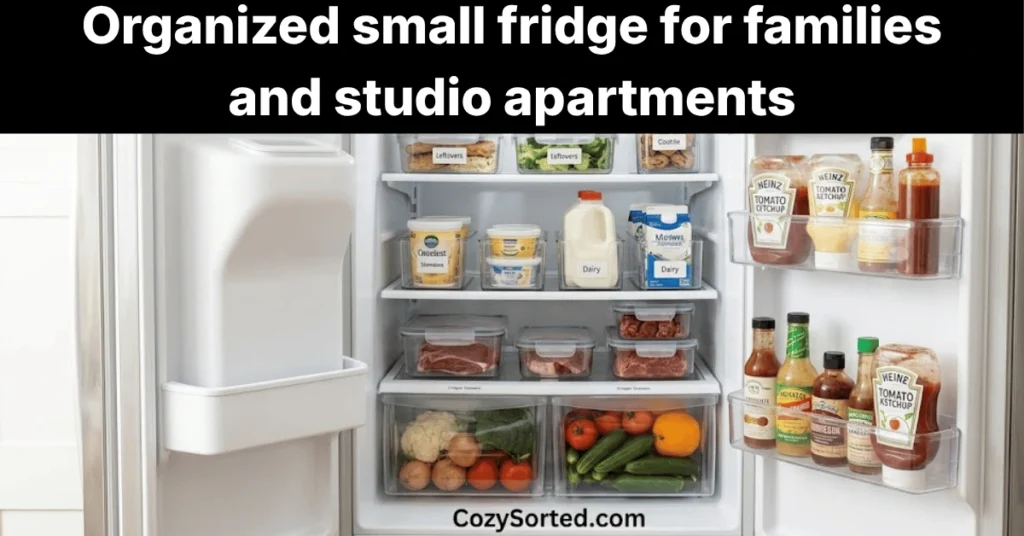 Organized small fridge for families and studio apartments