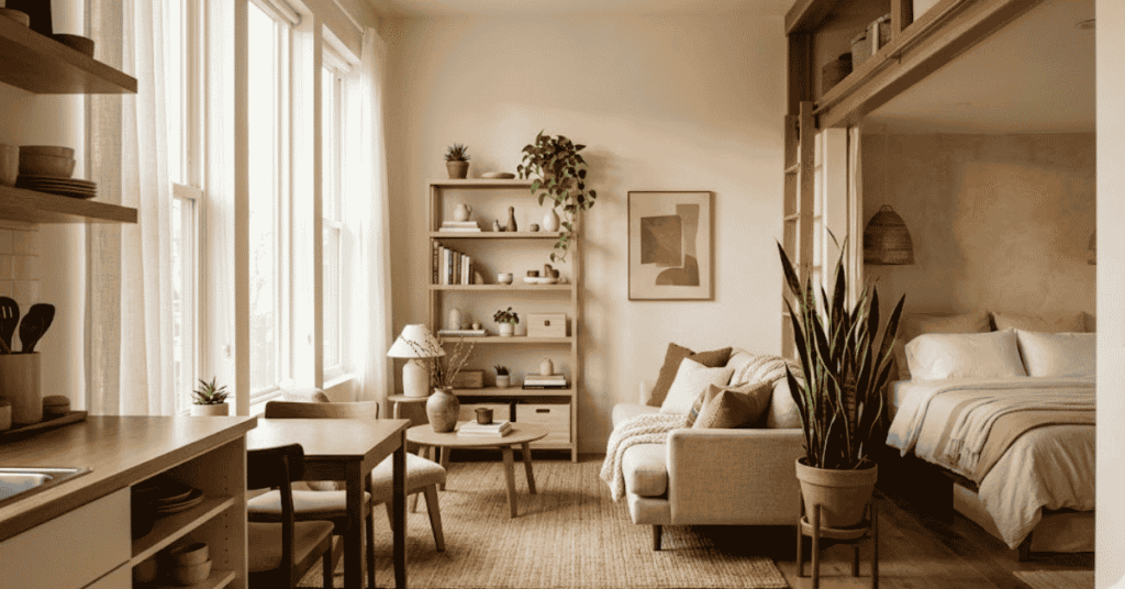 cozy organized small apartment with budget decor and smart storage solutions