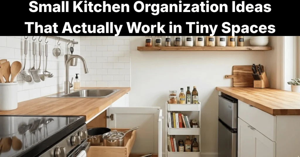 organized small kitchen with vertical wall storage and clear counters