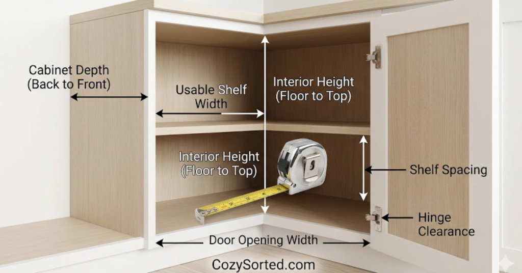 How to measure a deep corner cabinet before buying organizers